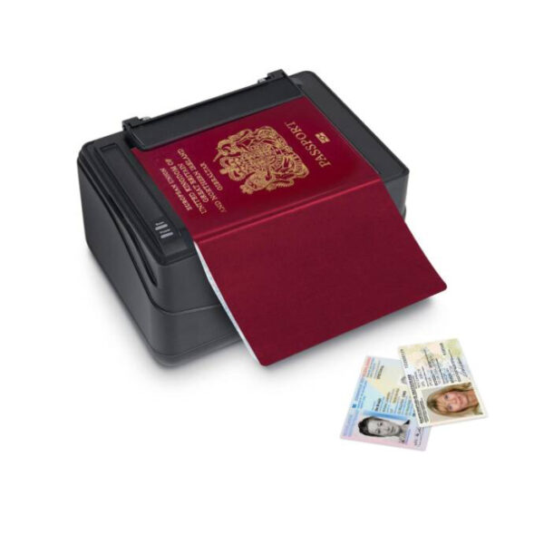 Plustek SecureScan X Mini Passport Reader MRTD Scanner with CMOS Sensor, 1 Second Scan Speed, USB Powered, Supports IDs and Passports, USB 2.0, Black | SecureScan-X-Mini